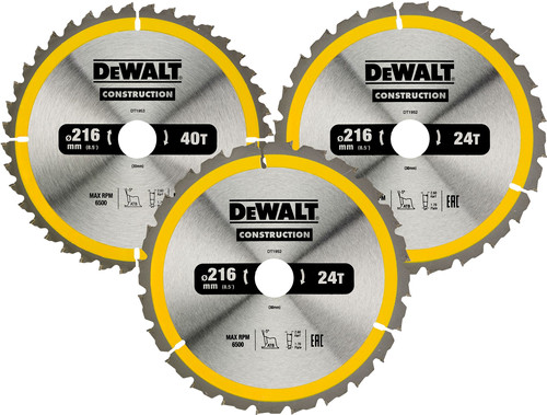 DeWalt Kreissägeblatt-Set 216 mm 3-teilig 24 T (2x) / 40 T Main Image