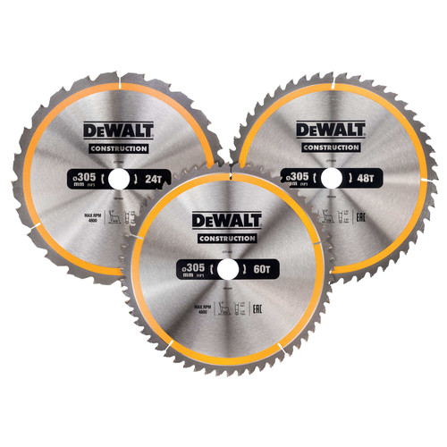 DeWalt Circular Saw Blades Set 305mm 3-piece 24T, 48T, 60T Main Image