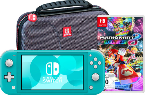 Nintendo Switch Lite Turquoise + Mario Kart 8 Deluxe + Travel Case