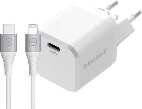 BlueBuilt Power Delivery Charger 20W + Lightning Cable 1.5m Nylon White Main Image