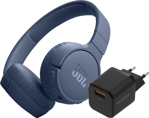 JBL Tune 670NC Blue + BlueBuilt Quick Charge Charger with USB-A Port 18W Black Main Image