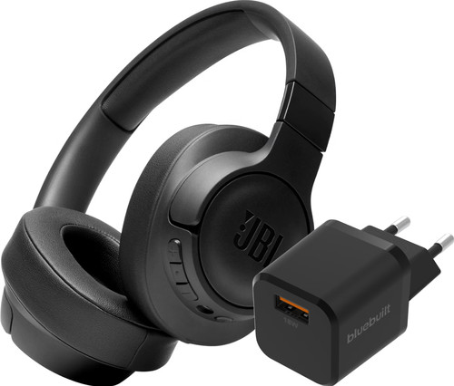 JBL Tune 760NC Schwarz + BlueBuilt Quick-Charge-Ladegerät mit USB-A-Port 18 W Schwarz Main Image