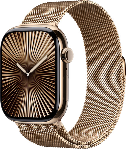 Apple Watch Series 10 4G 46 mm Titan Gold Milanaise Armband M/L Main Image