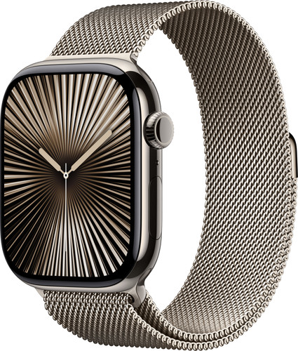 Apple Watch Series 10 4G 46mm Titanium Silver Milanese Watch Strap S/M Main Image