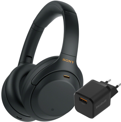 Sony WH-1000XM4 Black + BlueBuilt Quick Charge Charger with USB-A Port 18W Black Main Image