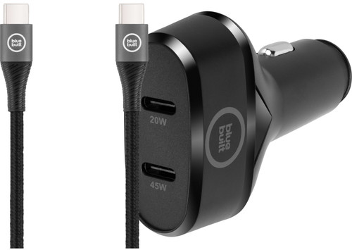 BlueBuilt Power Delivery Autoladegerät 45W Schwarz + USB-C-Kabel 1,5 Nylon Schwarz Main Image