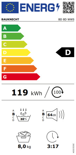 Bauknecht BD 8D WWS energy label