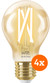 WiZ Smart Filamentlampe Standard Gold 4er-Pack - Warmes bis kaltweißes Licht - E27