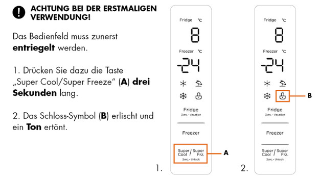 Schritte zum Entsperren