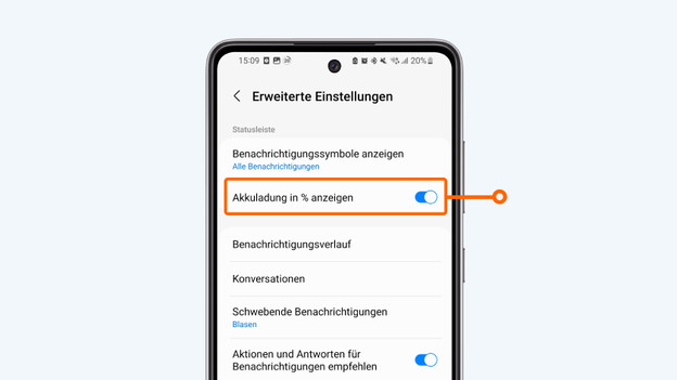 Akkuprozentsatz einstellen