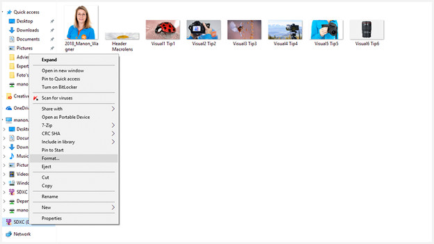 Speicherkarte finden