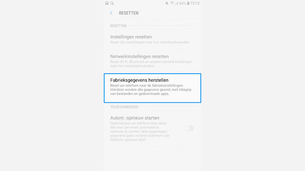 Restore factory data