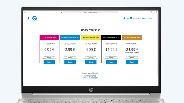 Choose HP Instant Ink plan