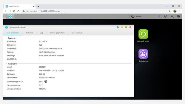 Systeminformationen zur Hardware des Asustor AS6602