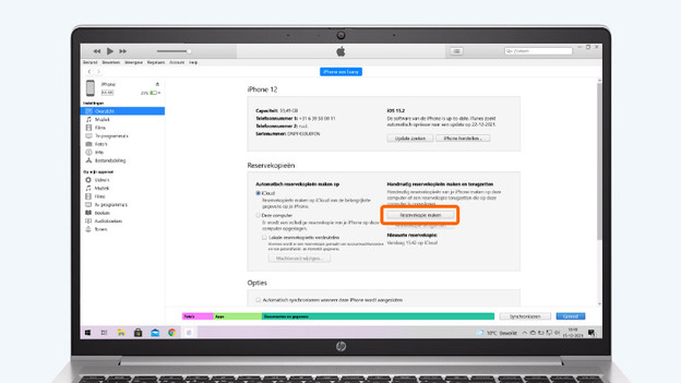 Make a backup via iTunes