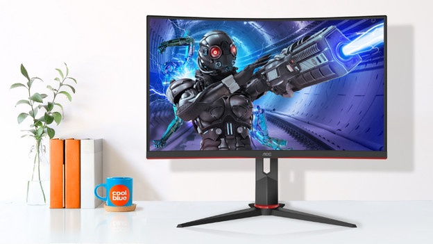 Ein 4K-AOC-Monitor auf einem Coolblue-Tisch