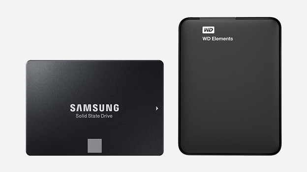 Eine Samsung SSD und WD Festplatte.
