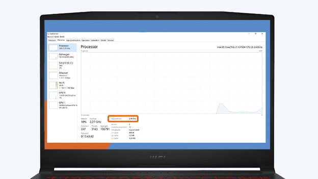 Determine the base clock speed and overclock speed of your CPU