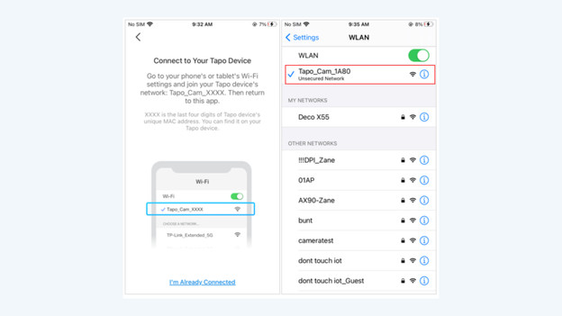 Verbindung mit der Kamera herstellen