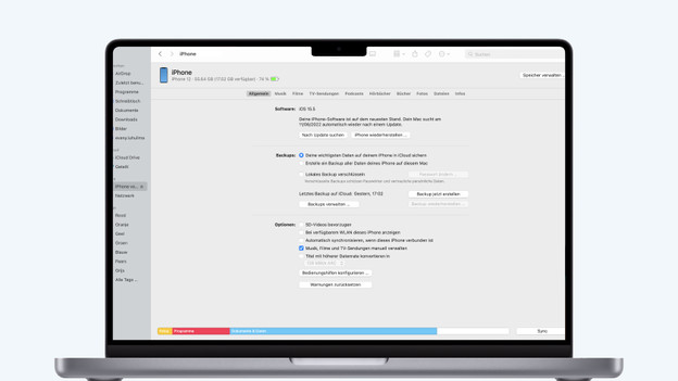 Ein Back-up über den Finder erstellen