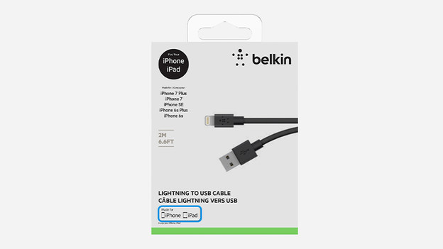 Verpackung von Lightning-Kabel mit MFI-Logo