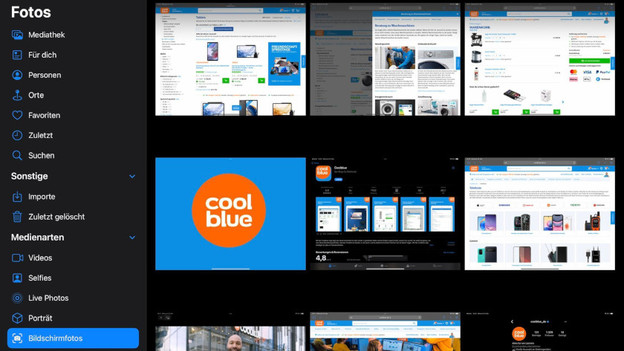 Das Screenshots-Album auf dem iPad.