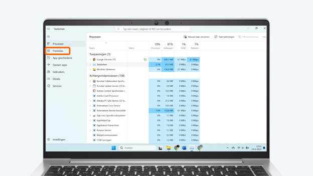 Klicken Sie auf "Leistungen".