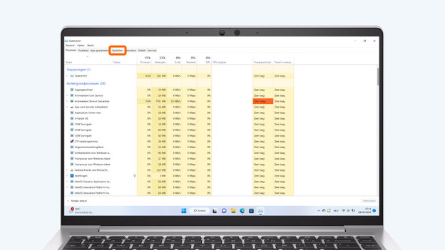 Klicke dann auf die Registerkarte "Start".