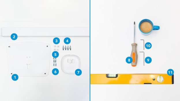 Supplies for installing the BlueBuilt speaker stand