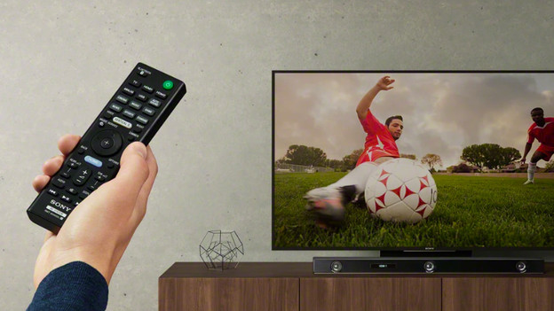 Soundbar below television