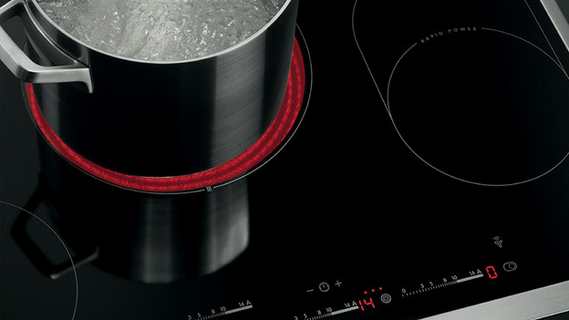 pans on a ceramic cooktop