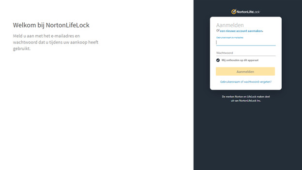 Bei Norton einloggen