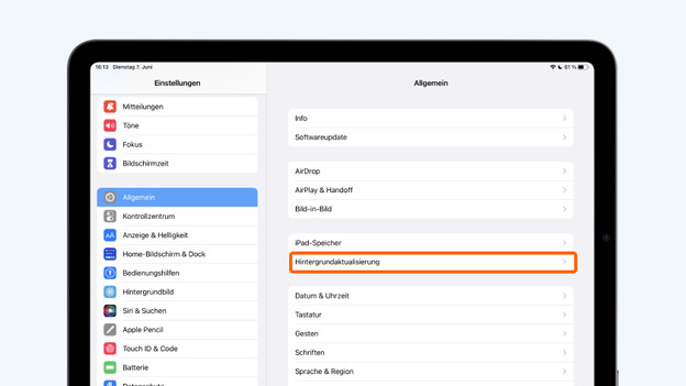 Gehe zu Allgemein > Hintergrundaktualisierung.
