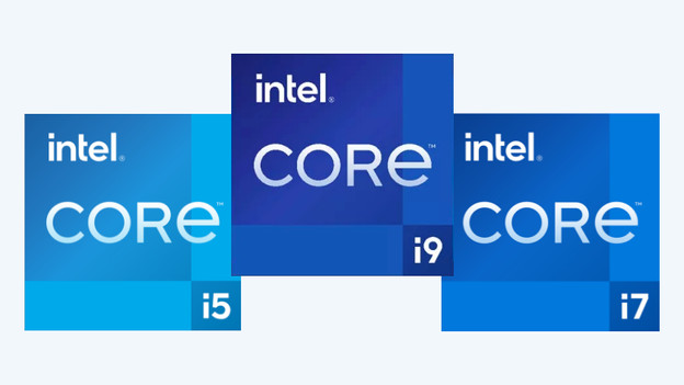 Intel Core i5, i7, and i9 10th generation logos.