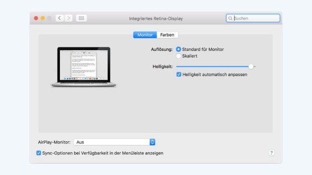 Helligkeit auf macOS.