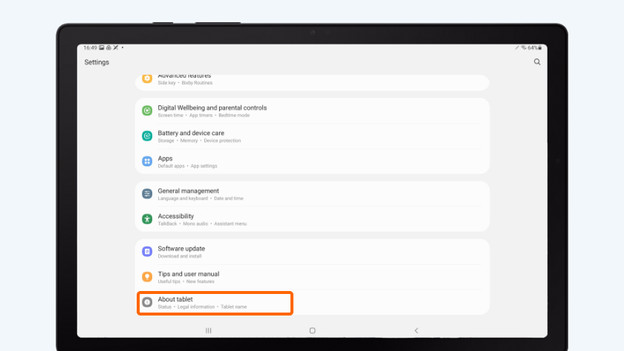 Select 'Info tablet'.
