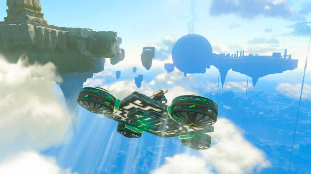 Link flies through the air with his own drone