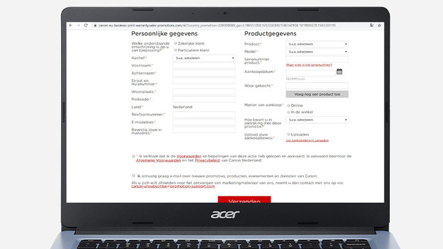 Canon Drucker-Angebotsseite