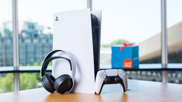 PlayStation 5 with controller