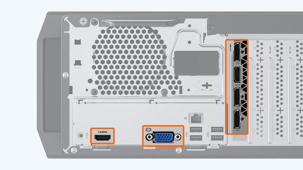 VGA, DisplayPort, HDMI and DVI connector. 