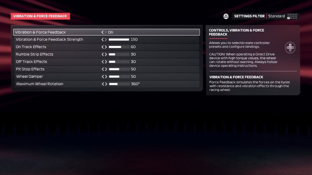 Force Feedback Controller Einstellungen F1 25