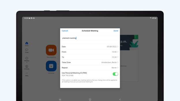 Schedule a meeting in Zoom