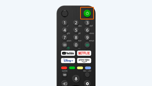 Ein/Aus-Taste auf der Sony Fernbedienung