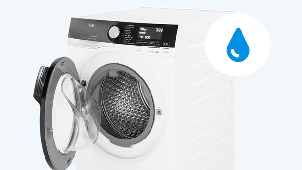 Washing machine with a drip symbol