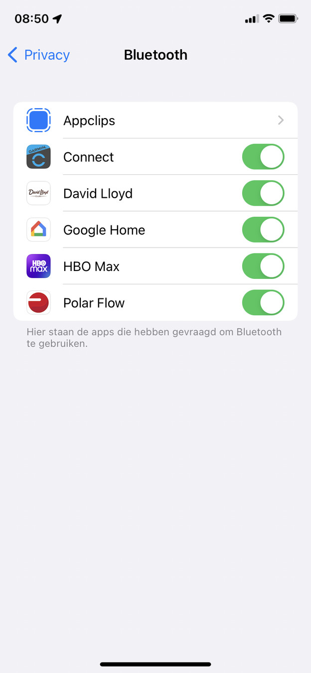 Stelle den Schieberegler bei Garmin auf grün