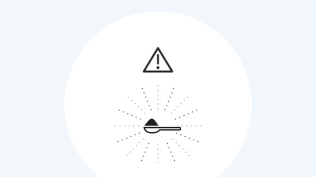 Coffee scoop + exclamation mark symbol