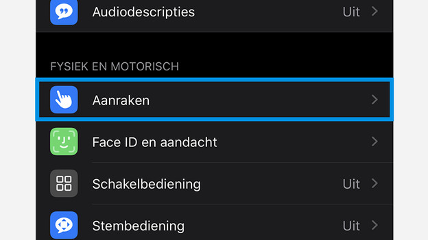 Einstellungen berühren