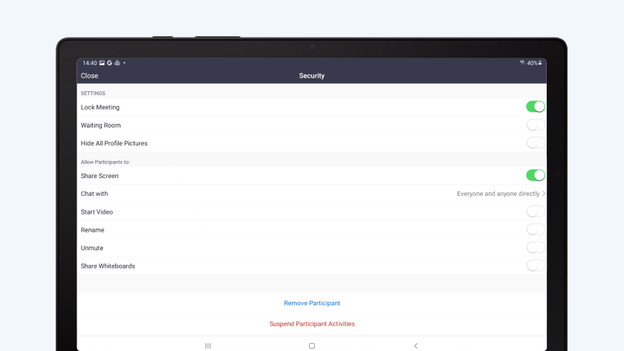 Adjust settings for meetings