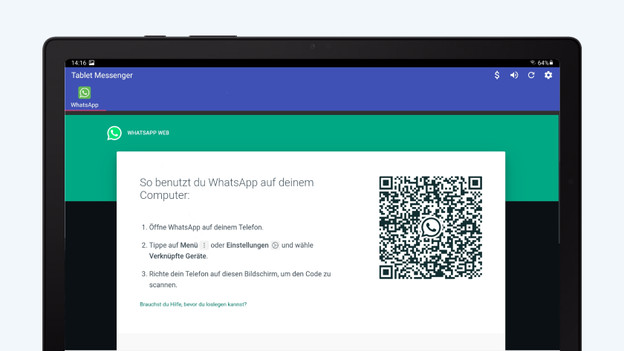 Es öffnet sich ein Bildschirm mit einem QR-Code.