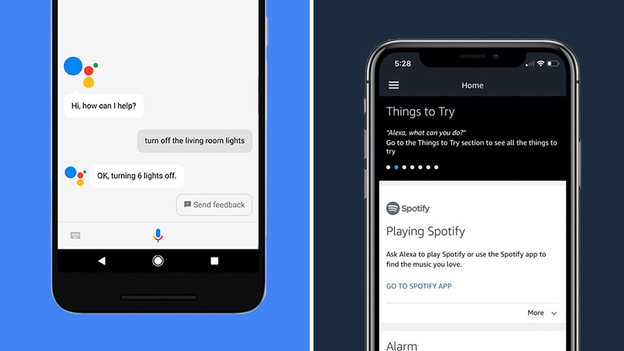 Die Google-Assistant-App und die Amazon-Alexa-App